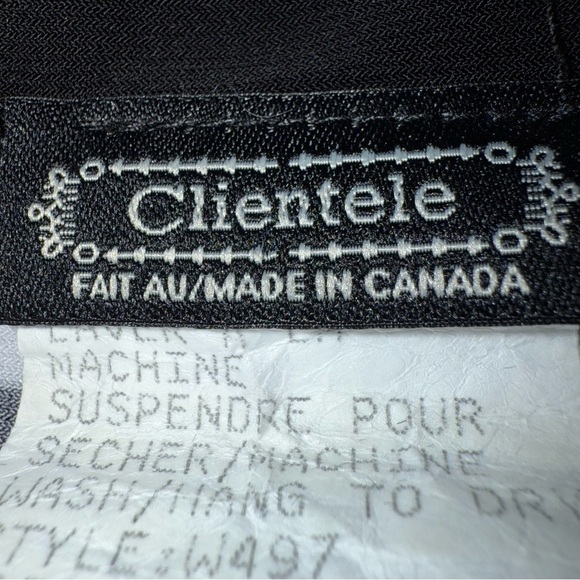Clientele Graffiti Top Black and White Tie Back 1/4 Front Zipper Wearable Art - Picture 6 of 7